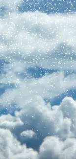 Serene cloudy sky wallpaper with snowy effect.