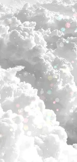 Grayscale mobile wallpaper featuring fluffy clouds.