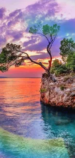 Coastal sunset wallpaper with vibrant colors and tranquil scenery.