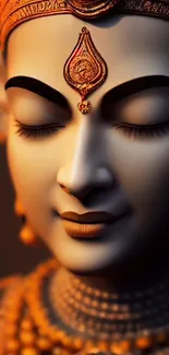 Serene divine figure in meditation with golden tones.