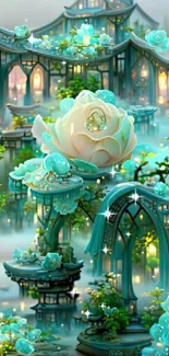 Enchanting fantasy floral landscape smartphone wallpaper.