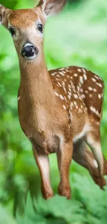 Graceful deer standing in a lush green forest