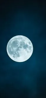 Full moon against deep blue night sky wallpaper.