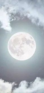 Full moon with clouds in a calming night sky.