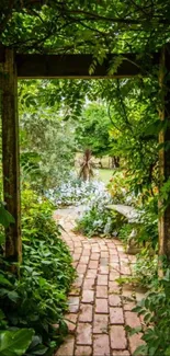 Serene garden pathway surrounded by lush greenery.