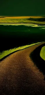 Serene dark green pathway with scenic view.