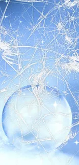 Tranquil icy blue sphere on gradient background wallpaper.