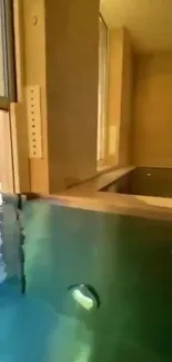 Serene indoor pool with blue water and natural light.