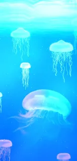 Mobile wallpaper of a jellyfish in ocean blue water.