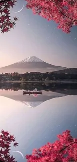 Serene lake, autumn leaves, mountain reflection wallpaper.