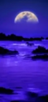 Lavender moonlit waters under a tranquil night sky.