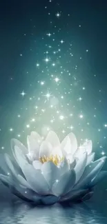 Lotus flower with starry glow mobile wallpaper.