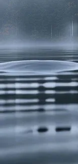 Misty lake with serene water reflection