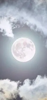 Full moon in a cloudy night sky wallpaper.