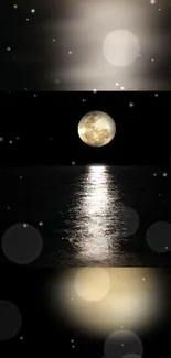 Moonlit night wallpaper with moon reflecting over a calm sea.