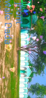 Mobile wallpaper of a mosque with trees and a clear blue sky.