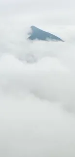 Peaceful mountain peak surrounded by clouds.