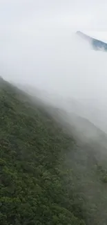 Misty green mountain landscape wallpaper