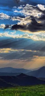 Serene mountain landscape with blue sky and clouds.