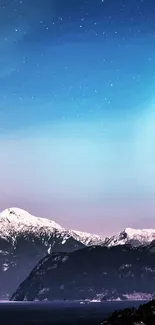 Serene mountain night sky wallpaper with stars and tranquil scenery.