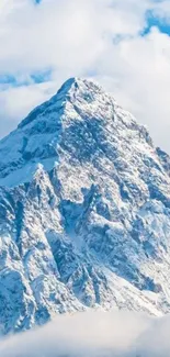 Snow-covered mountain peak under a clear blue sky.