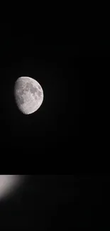 Half moon against a dark night sky, perfect for mobile wallpaper.