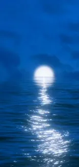 Moonlit ocean reflecting light under a serene night sky.