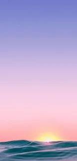 Serene ocean sunset wallpaper with pastel hues and gentle waves.