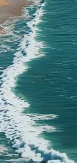 Serene ocean waves gently crash on a sandy beach