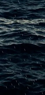 Dark blue ocean waves with rain effect wallpaper.