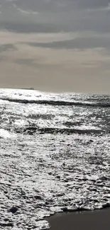 Serene ocean waves under a cloudy sky.