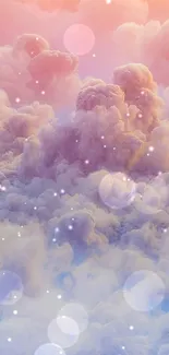 Pastel cloud wallpaper with pink and purple hues creating a serene mobile background.