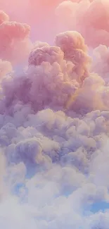 Dreamy pink cloudscape creating a serene wallpaper for mobile devices.