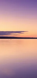 Serene purple sunset reflecting on calm waters, perfect for mobile wallpaper.