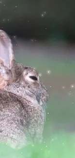 Serene rabbit with a mystical, glowing background.