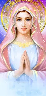 Serene religious art depicting a radiant, holy figure in soft colors.