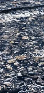 Serene river stones submerged in clear water on mobile wallpaper.