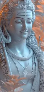 Tranquil mobile wallpaper featuring Lord Shiva in serene blue-gray tones.