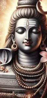 Serene Lord Shiva with floral elements