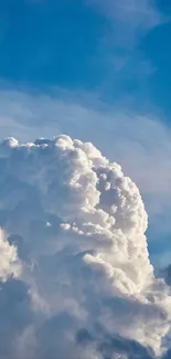 Fluffy white clouds against a blue sky wallpaper.