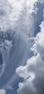 A stunning sky filled with clouds against a blue background, perfect for mobile wallpaper.