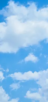 Serene mobile wallpaper with blue sky and white clouds.
