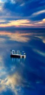 Serene sky reflected on calm water wallpaper.