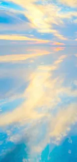 Tranquil sky reflection wallpaper with soft clouds.