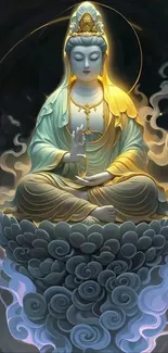 A serene artwork of a figure in meditation, emanating tranquil vibes.