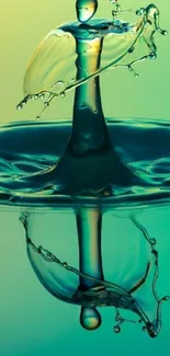 Artistic teal water droplet splash wallpaper.