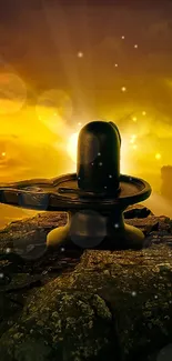 Serene mountain sunset with vibrant sky and clouds.