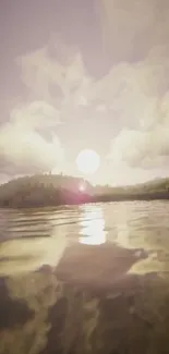 Serene sunset over water with clouds and reflection.