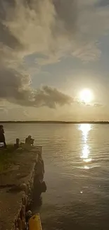 Serene sunset over a calm river.