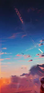 Mobile wallpaper with a sunset sky and clouds.